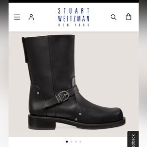 Stuart Weitzman Maverick Black Leather Booties, size 8.5B, new in box